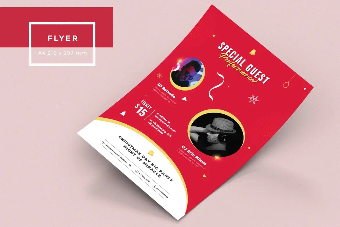 圣诞节音乐派对活动宣传单海报PSD素材下载 Christmas Flyer