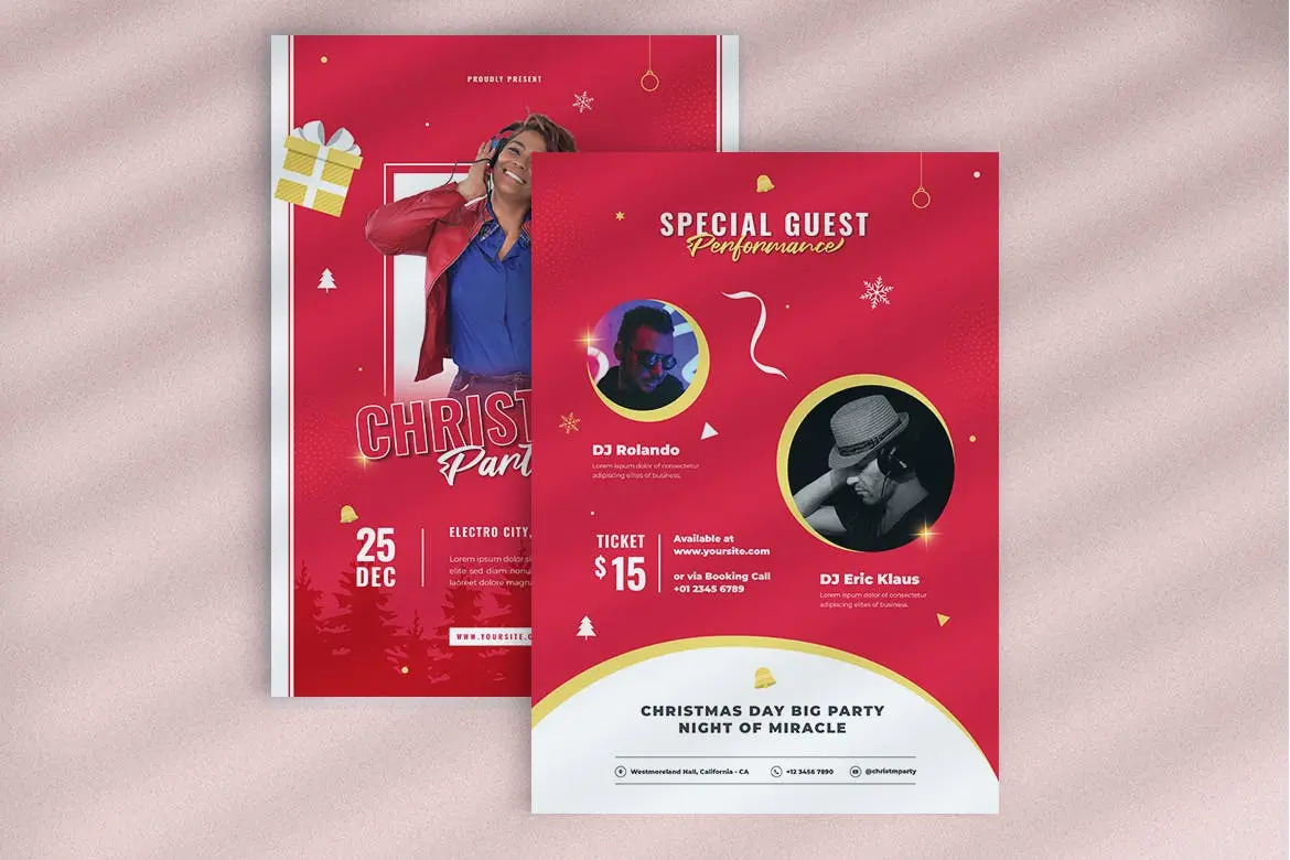 圣诞节音乐派对活动宣传单海报PSD素材下载 Christmas Flyer