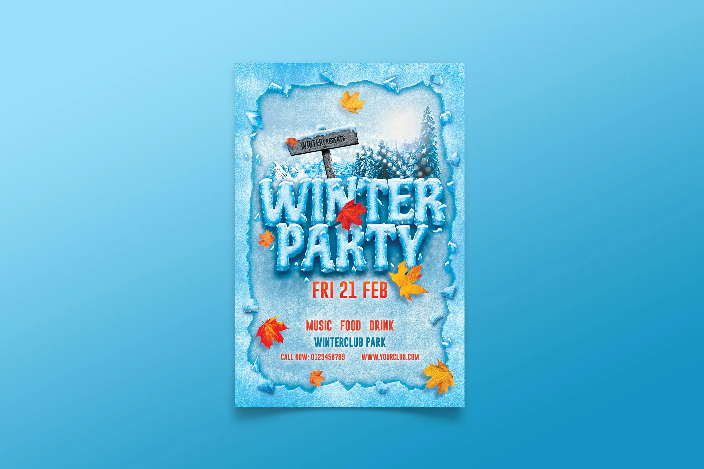 冬季冰雪派对海报模板PSD素材 Winter Party