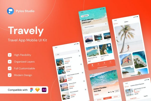 旅游类 App应用用户界面UI KIT设计素材包下载（Figma）