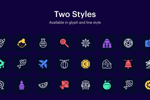 1600个线性时尚路径样式图标素材包