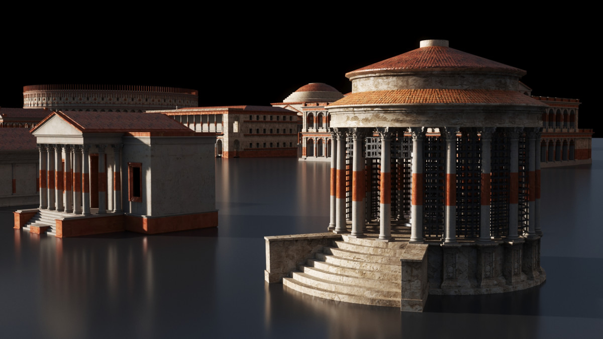 C4D古罗马建筑模型古代罗马建筑3D模型万神殿模型下载