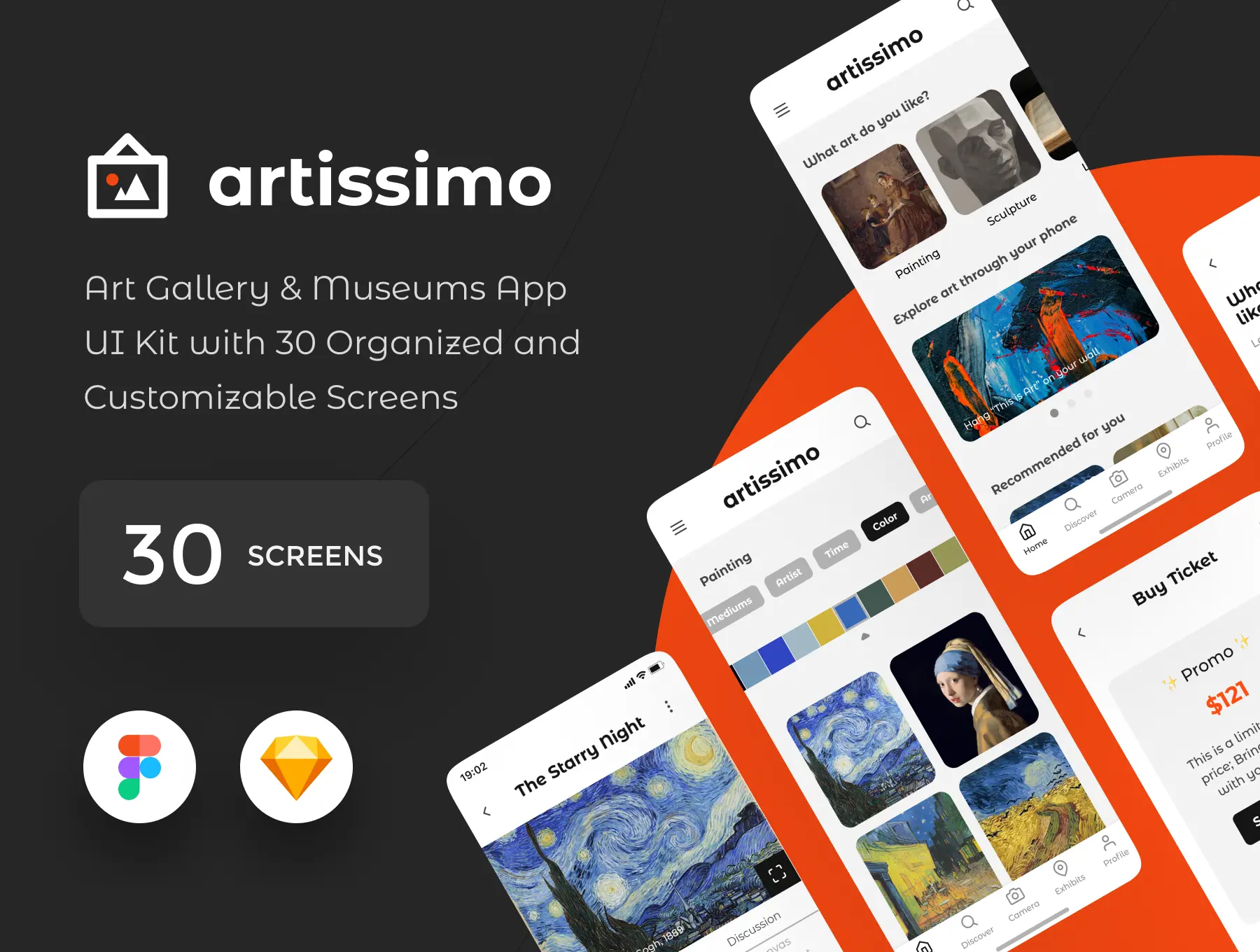 艺术与博物馆App应用UI套件设计素材下载