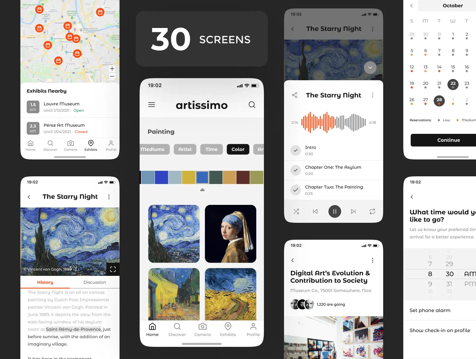 艺术与博物馆App应用UI套件设计素材下载