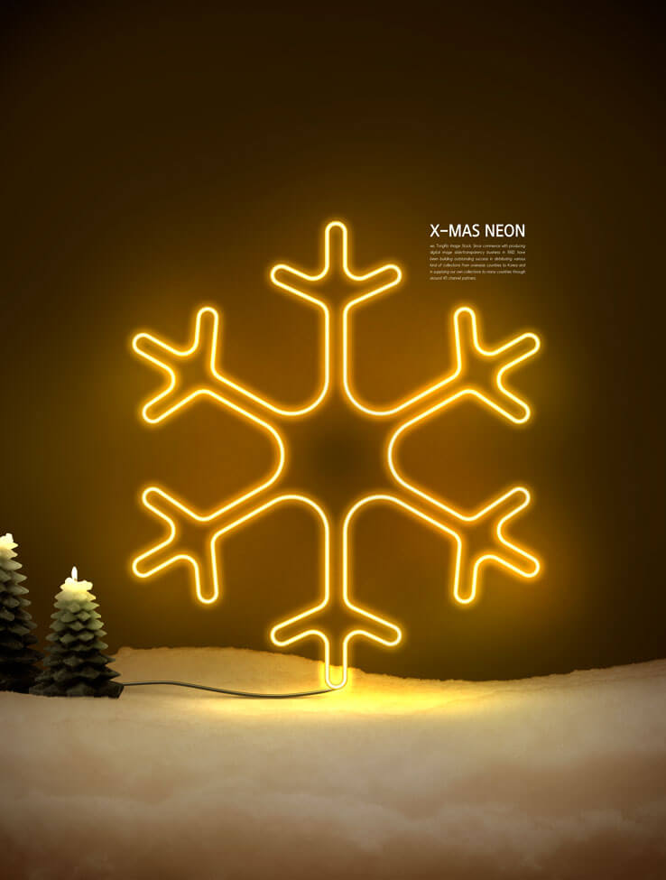 8个效果酷炫的霓虹灯光影圣诞节主题元素PSD海报合集