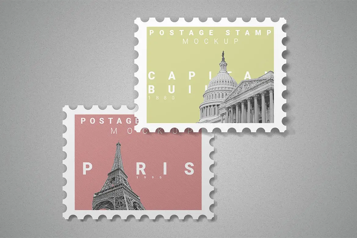 10款经典邮票收藏样机设计效果图PSD样机下载 Postage Stamp Mockup 10 PSD Files