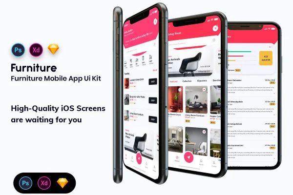 家具商城APP移动应用UI套件[浅色和深色]