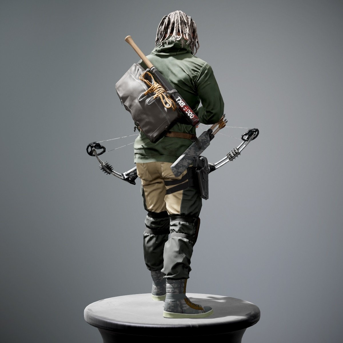 C4D幸存者人物模型人物角色模型拿弓弩勇士3D模型