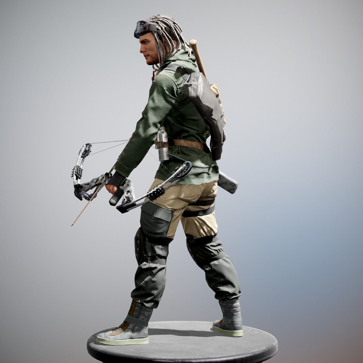 C4D幸存者人物模型人物角色模型拿弓弩勇士3D模型