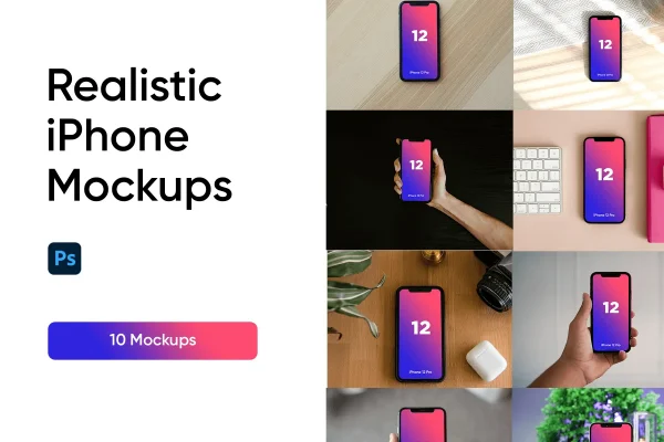 很逼真高品质的iPhone 12手机样机展示设计素材下载