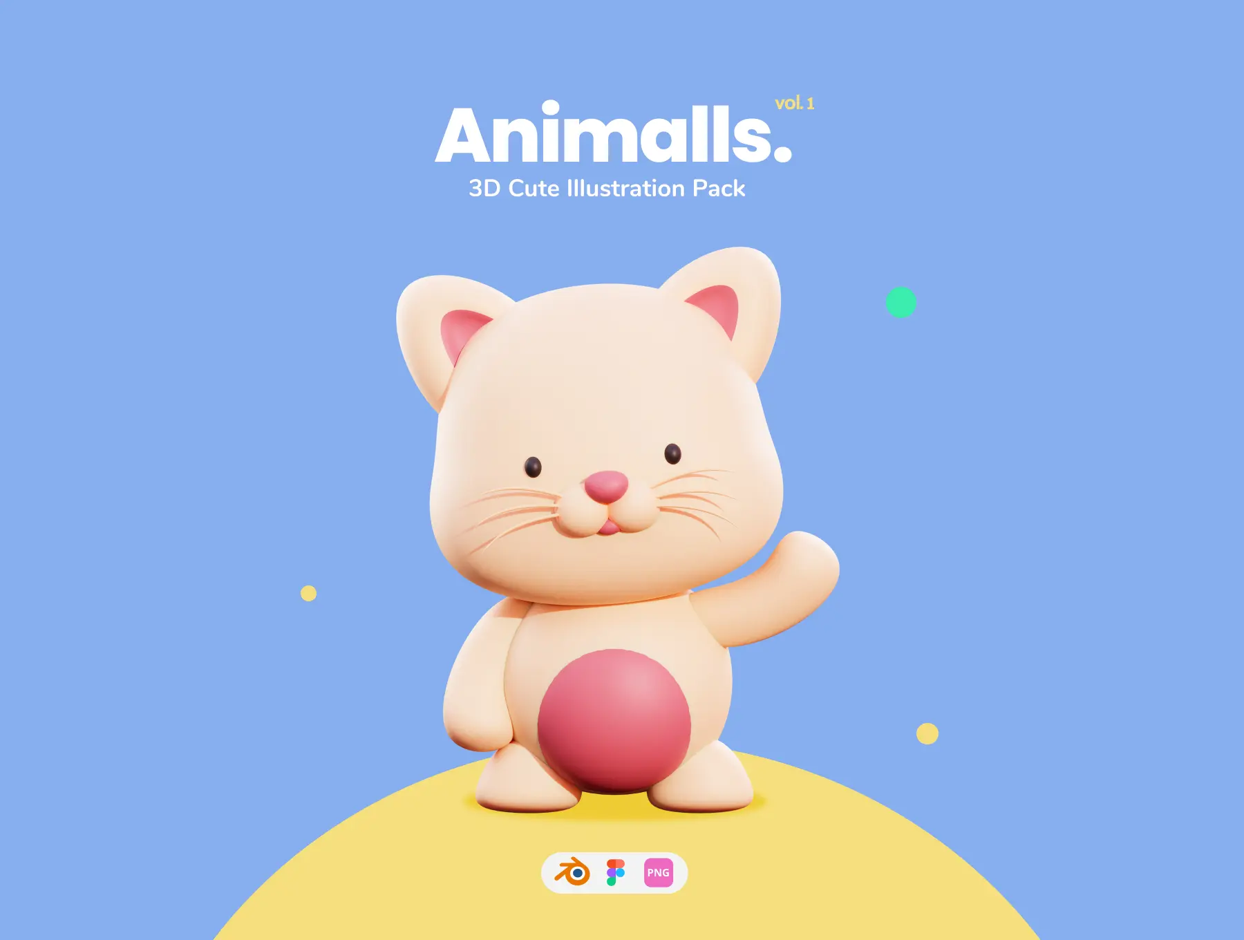 可爱动物角色3D模型Blender模型插画素材