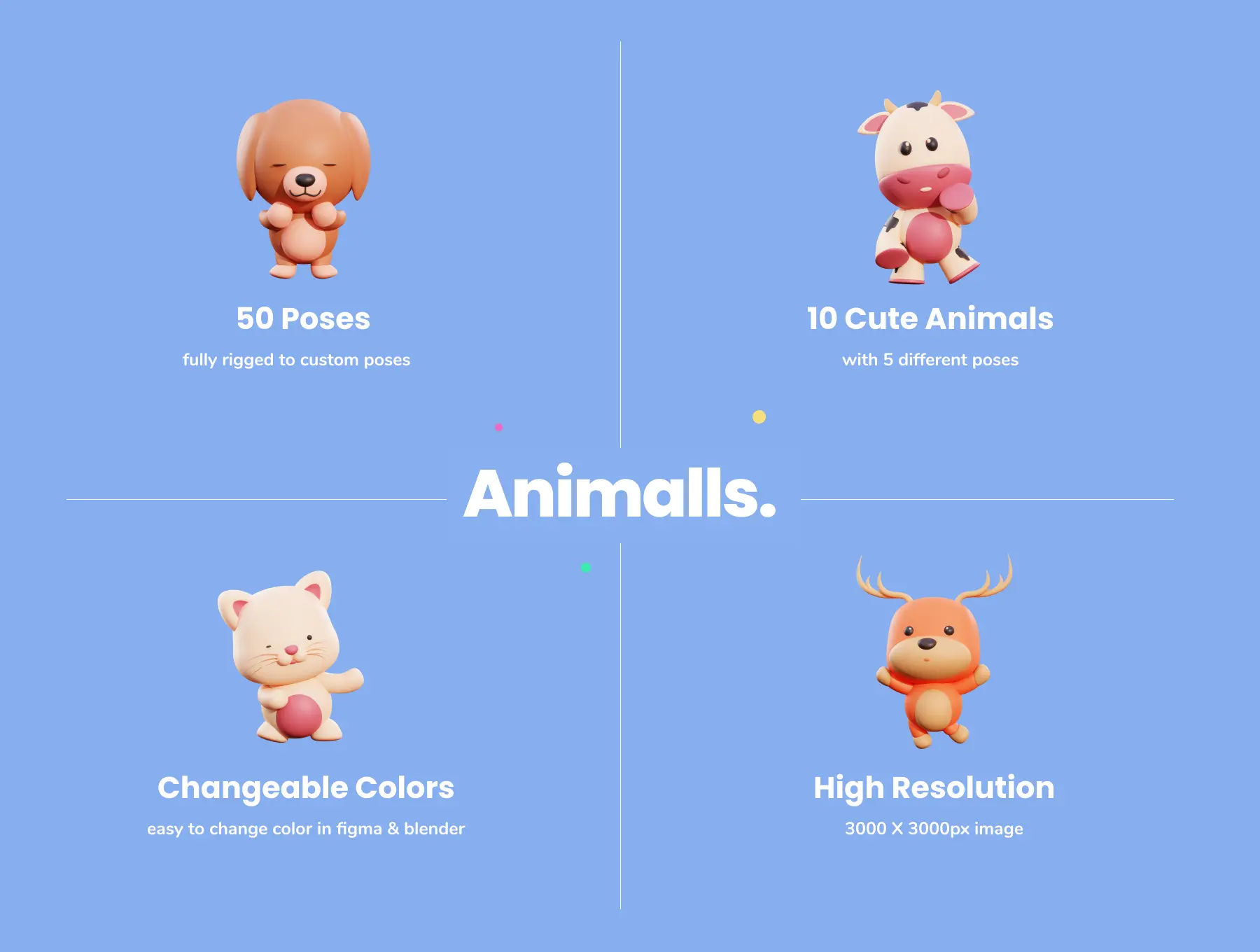 可爱动物角色3D模型Blender模型插画素材