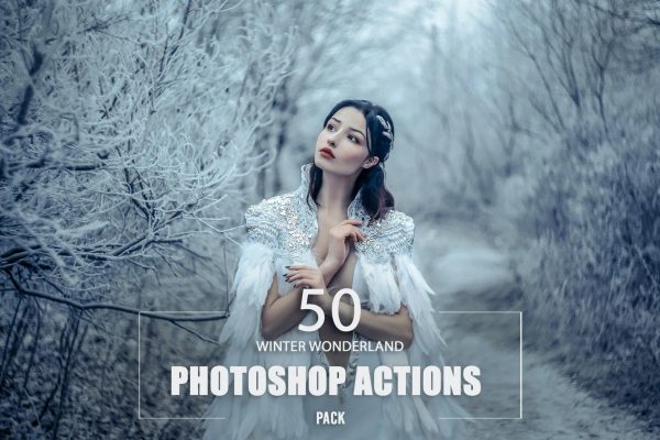 PS调色动作预设50个冬季仙境效果照片调色Photoshop动作 50 Winter Wonderland Photoshop Actions