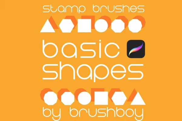 基本形状Procreate印章笔刷设计素材下载 Procreate Stamp Brushes – Basic Shapes