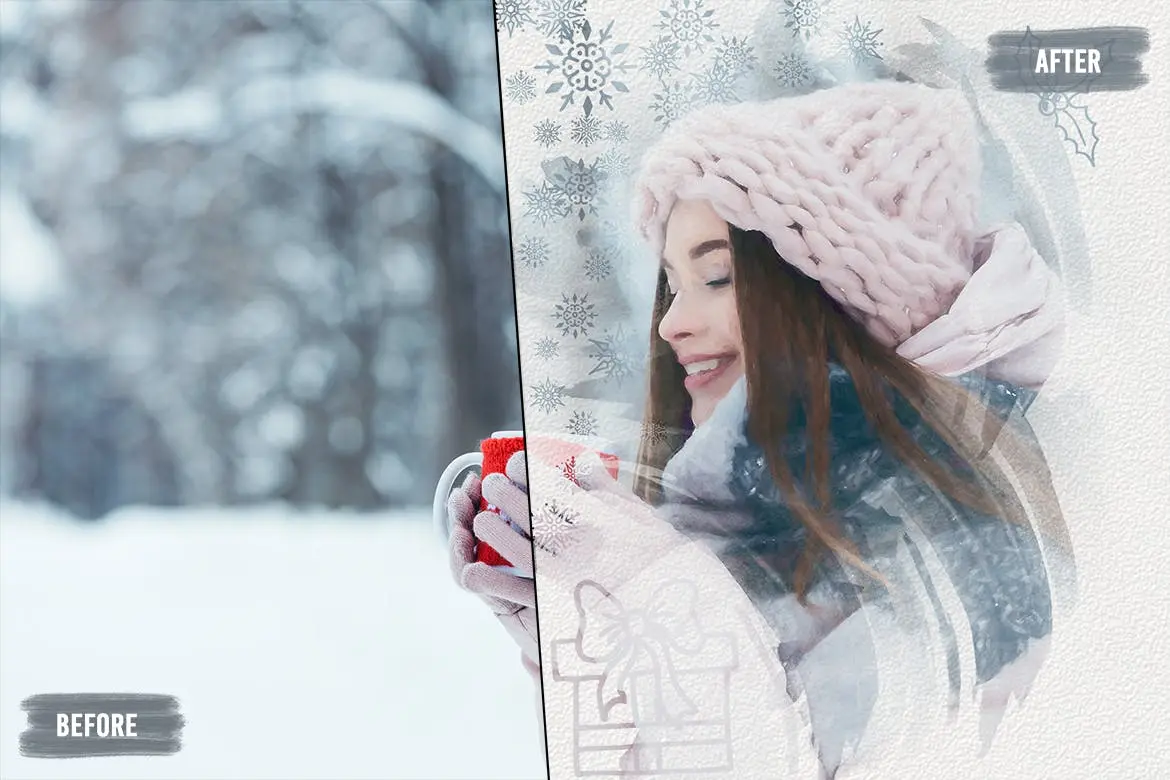 20款冬季魔法PS雪花礼盒圣诞元素笔刷设计素材下载 20 Winter Magic Photoshop Brushes