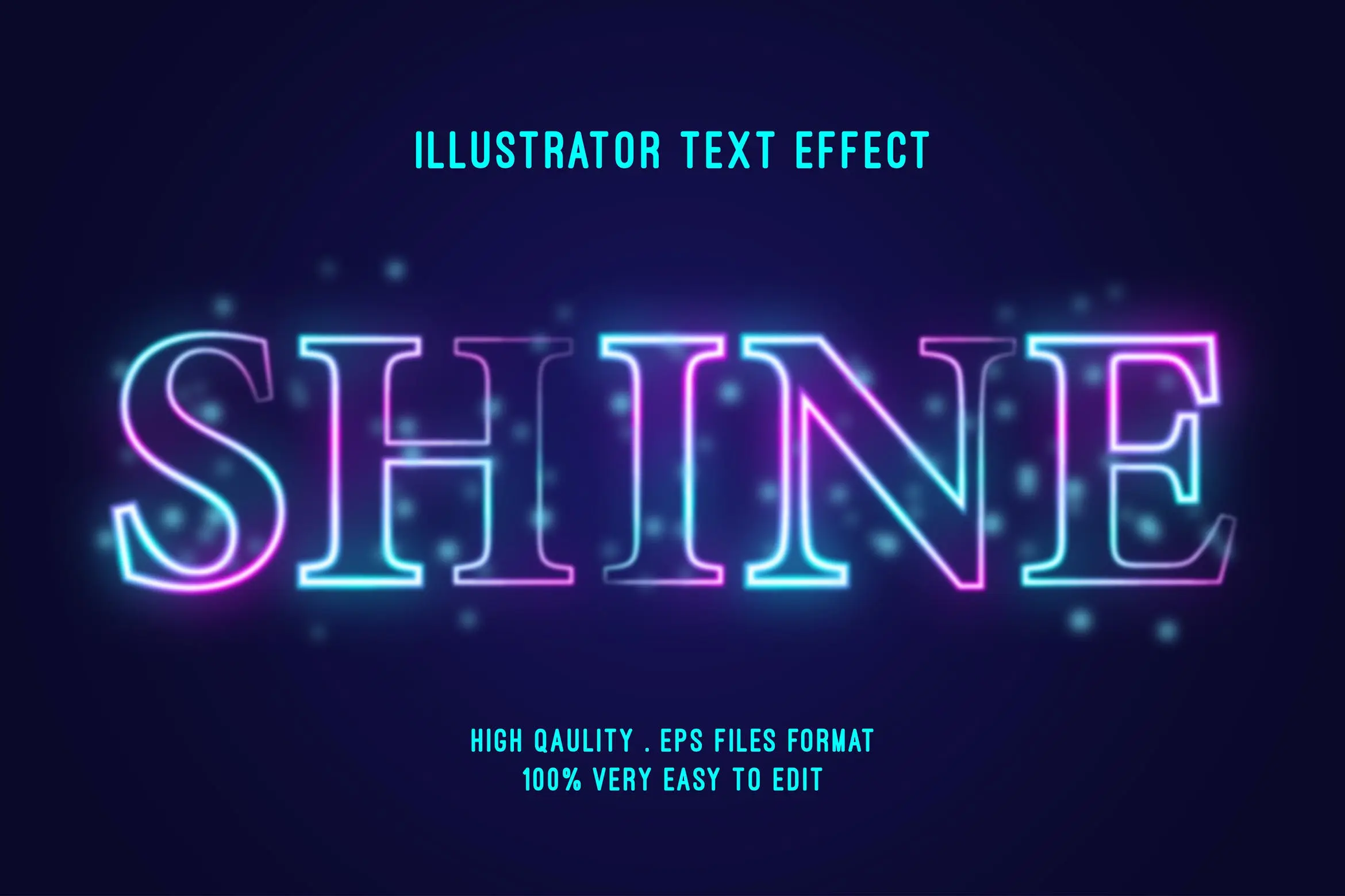 多彩霓虹AI文字效果矢量设计素材下载 shine glow colorful text effect