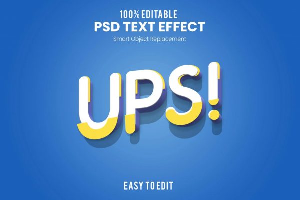 PS分层拼色3D文字效果样式设计素材下载 Ups!-3D Text Effect