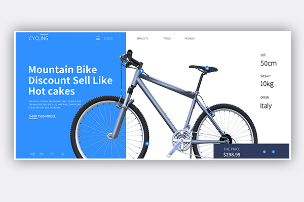 国际站蓝色男女山地自行车简约海报跨境电商banner设计模板素材下载