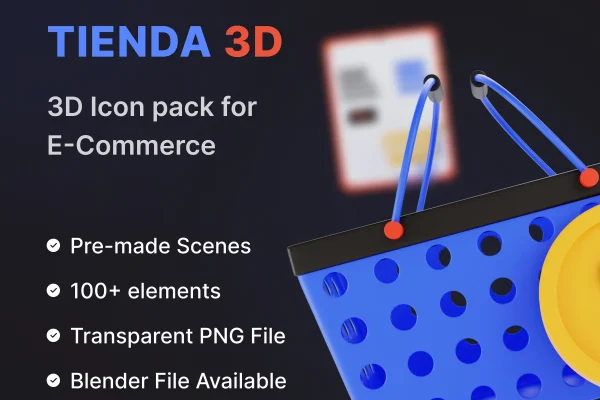 电商商城3D图标包Blender模型设计素材