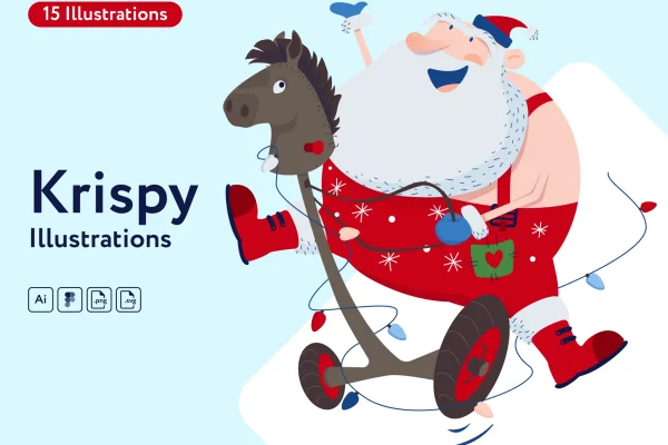 冬季圣诞老人矢量插画设计素材下载