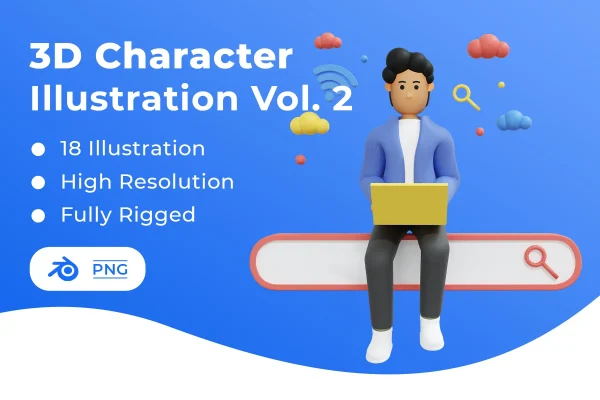 3D人物角色插画设计素材blend3D人物模型