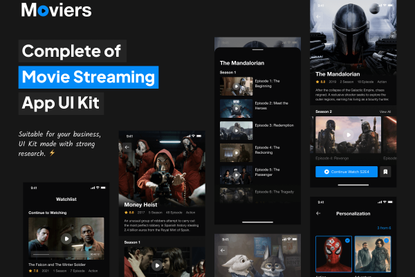 102个电影流媒体相关影视APP UI界面设计素材包下载