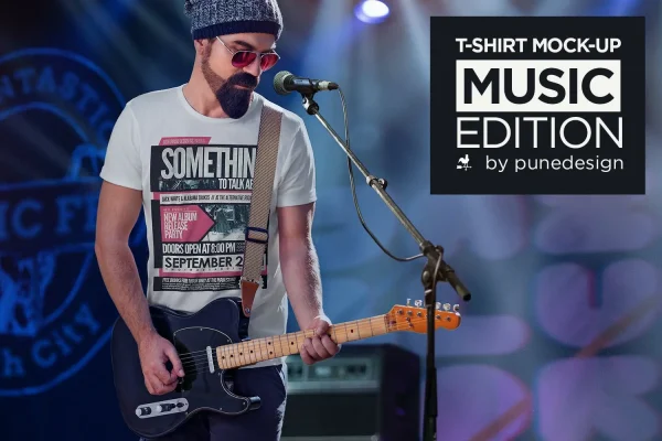 热血摇滚T恤短袖服装展示样机素材