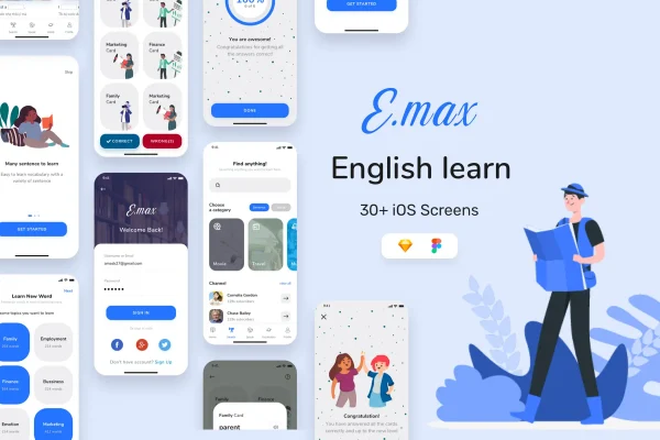 英语学习APP移动应用iOS UI设计套件