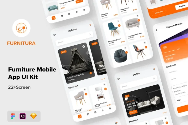 家具电商平台移动App应用UI套件素材下载