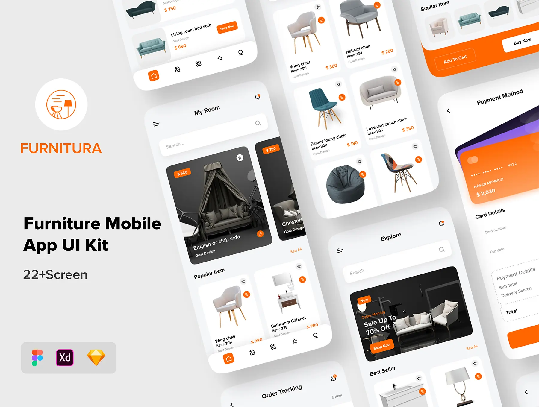 家具电商平台移动App应用UI套件素材下载