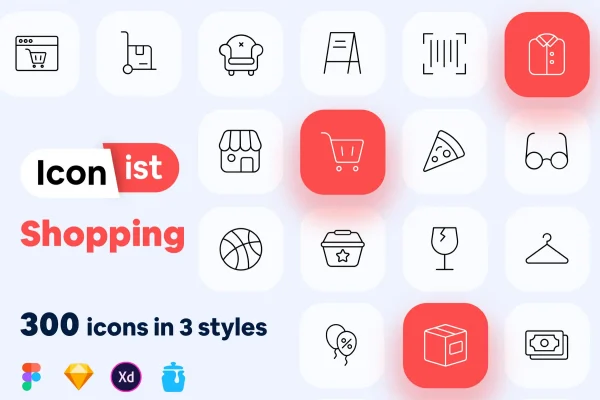 300个购物矢量UI图标ICO图标集设计素材下载