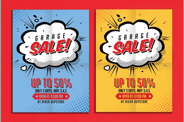 复古设计风格爆炸促销活动宣传单模板素材