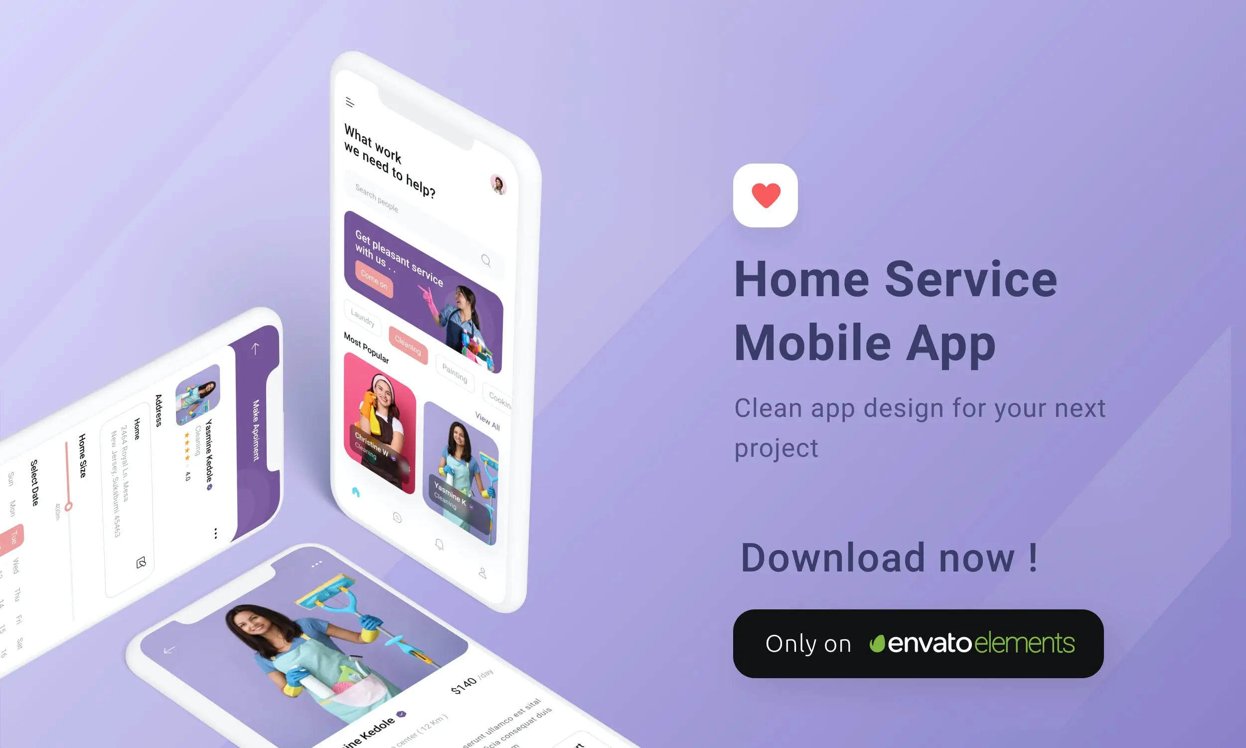 家政清洁服务App界面设计模板素材