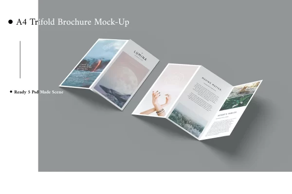 A4三折页广告宣传手册展示样机模板