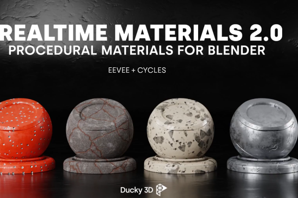 Blender200组真实程序纹理材质预设Blender插件Market Realtime Materials For Blender v2.0