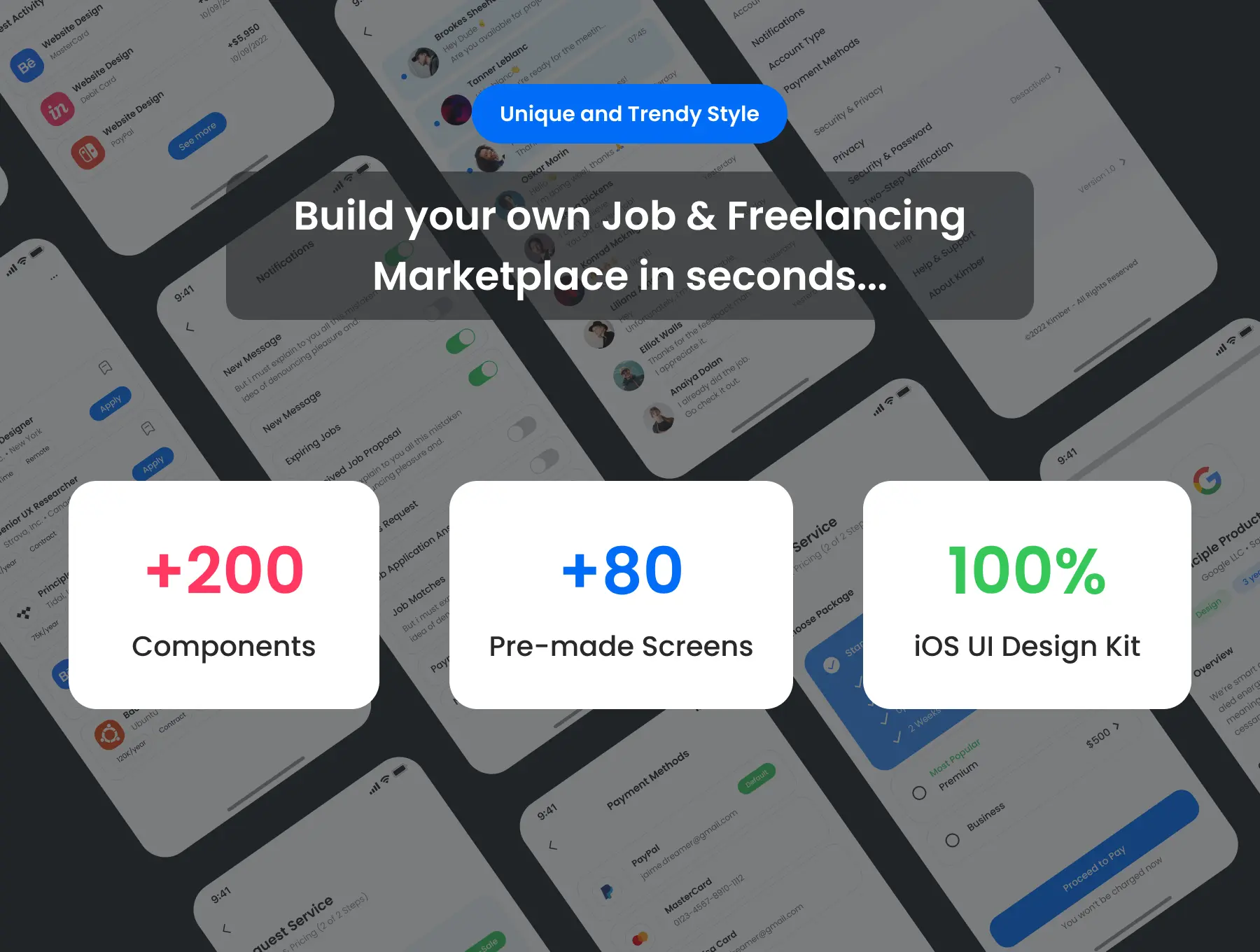 工作和自由职业者市场平台App iOS UI套件