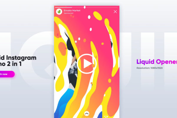 Instagram促销液体气泡转场视频AE模板