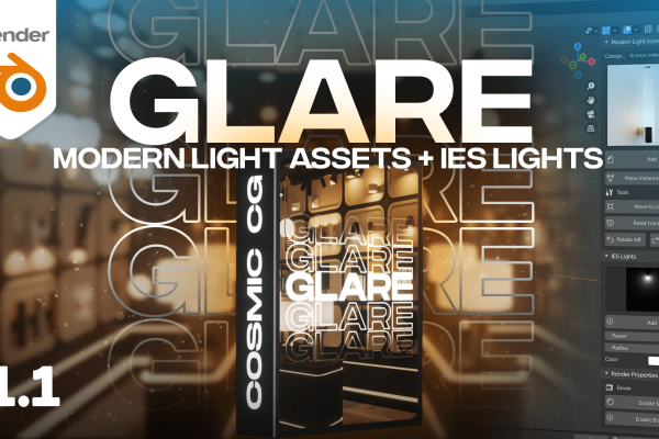 Blender插件中文版80组现代装修灯光资产模型IES室内照明Glare V1.1- Modern Light Asset + Les Light