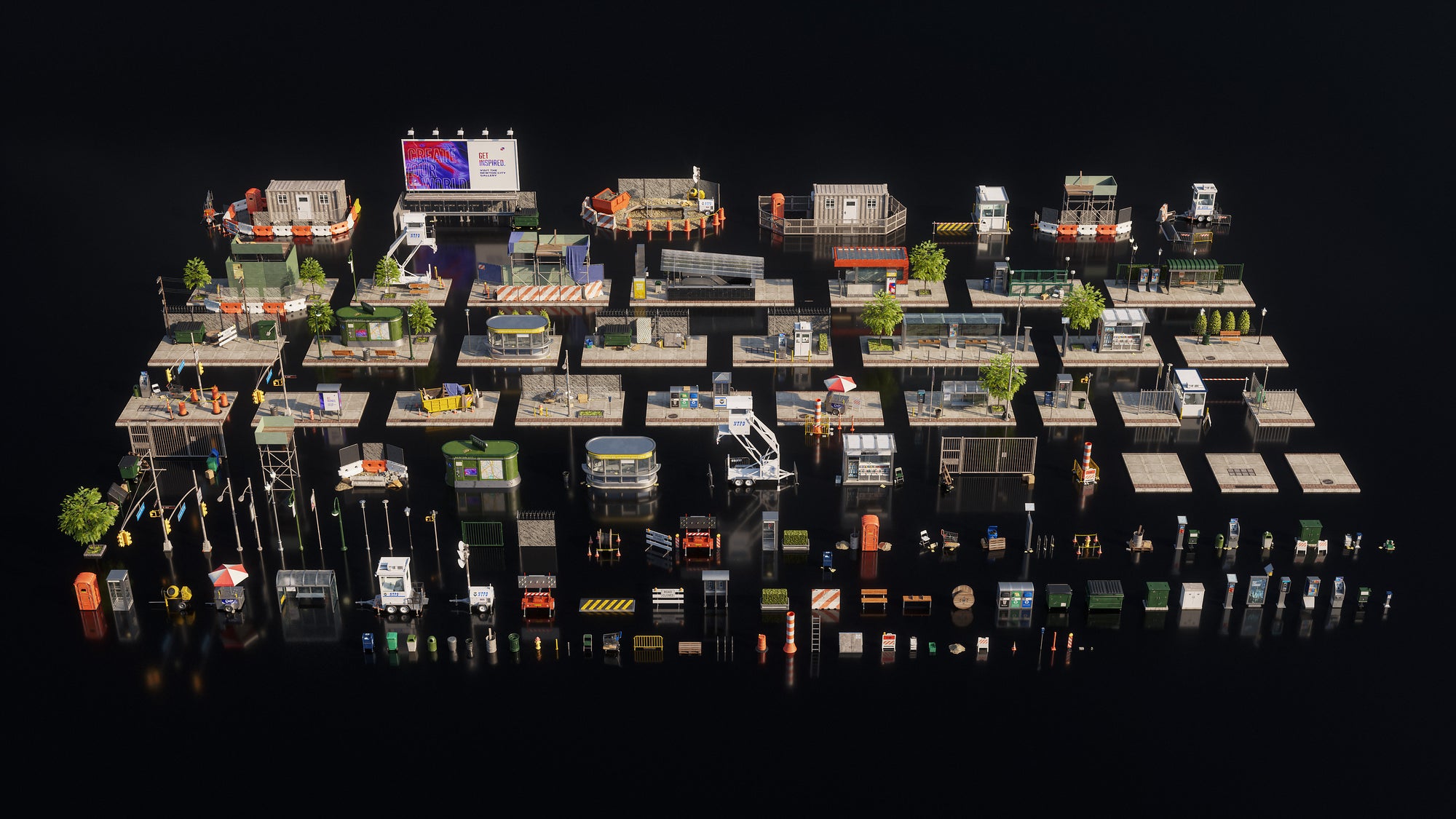 城市街道楼房3D模型包kitbash3d City Street