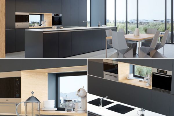 C4D现代化开放式厨房场景工程文件厨房场景3D模型下载