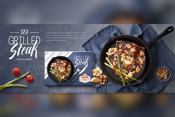 烤牛排食品广告Banner设计素材