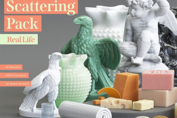 8个32种OC SSS次表面散射材质工程 oc 3S材质SSS Pack for Cinema 4D (Octane)