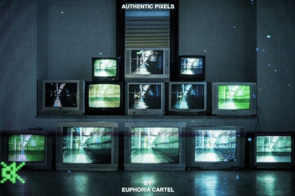 复古CRT显示纹理故障干扰效果转场视频素材+音效