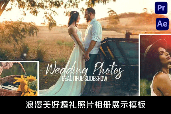 AE模板/PR模板-浪漫美好婚礼照片相册水墨风展示片头