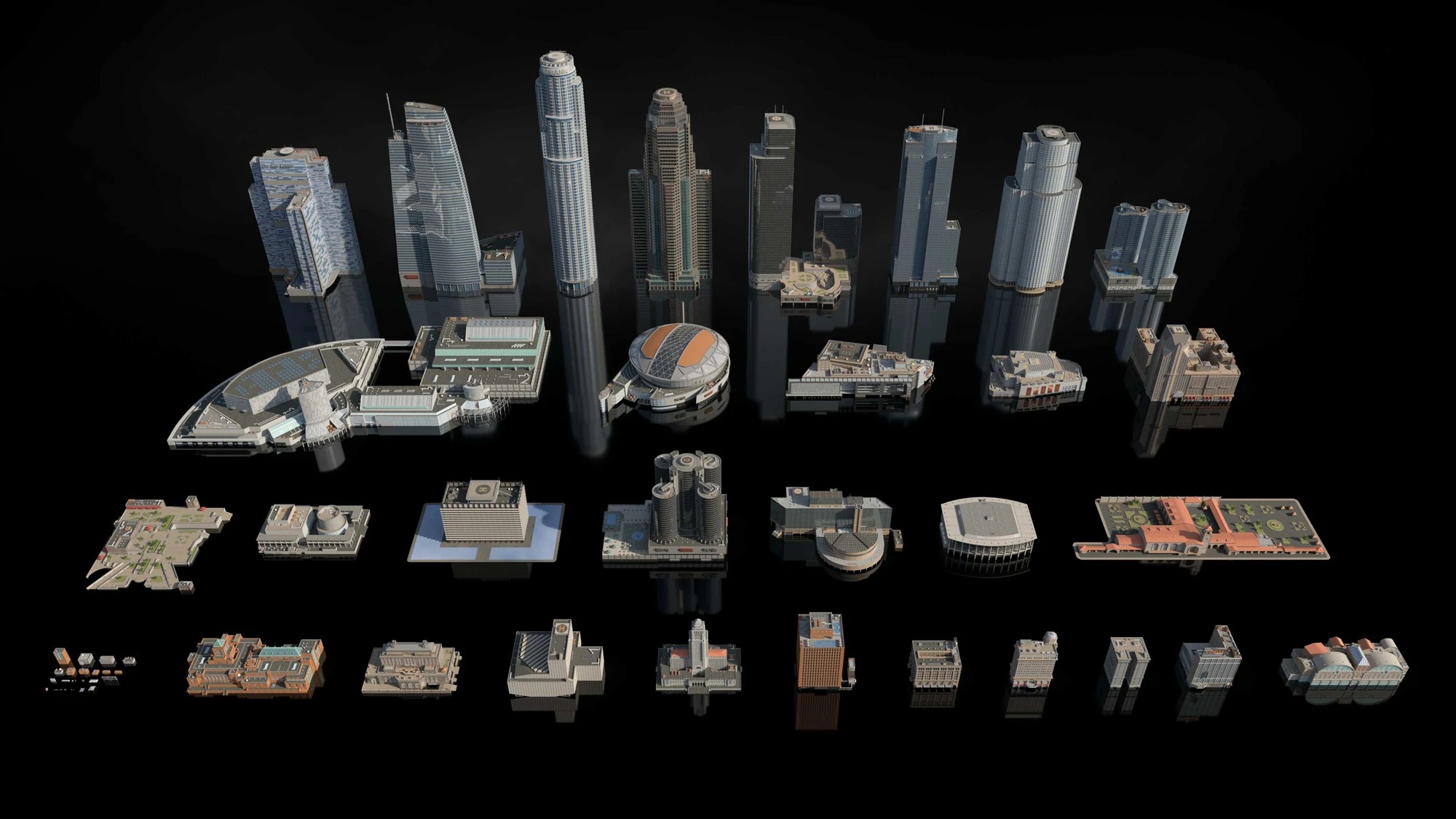洛杉矶现代建筑模型现代城市高楼大厦建筑3D模型Kitbash3d – Los Angeles