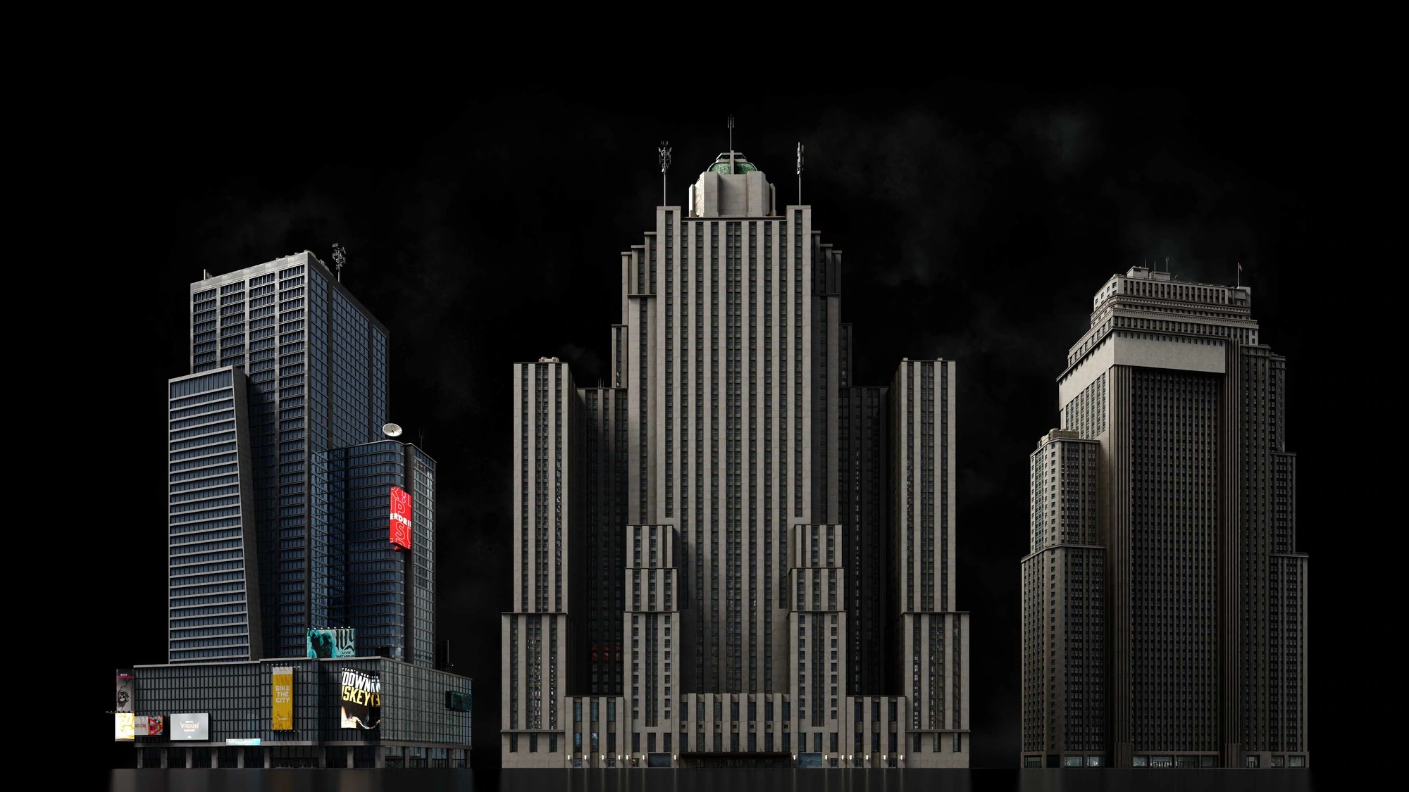曼哈顿现代建筑3D模型现代城市模型下载kitbash3d manhattan