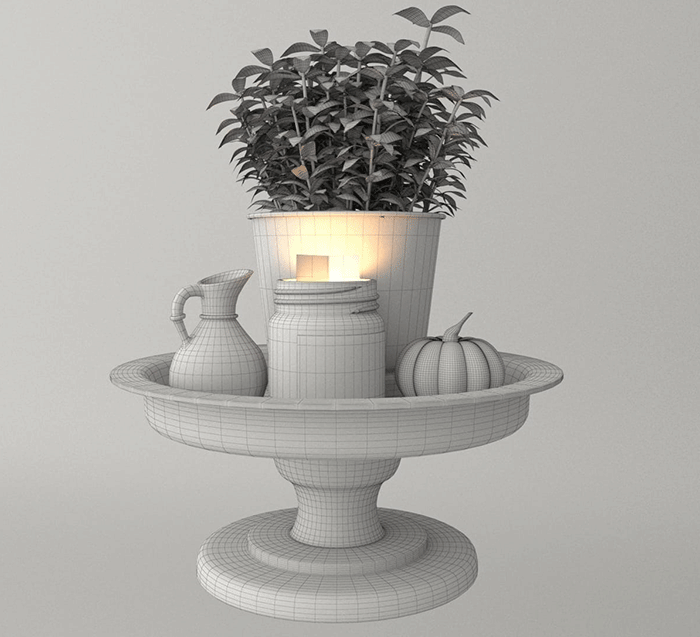 C4D模型-盆栽模型蜡烛3D模型下载