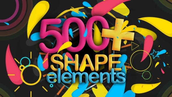 AE模板-500种二维彩色线条箭头圆圈流体礼花爆炸图形动画