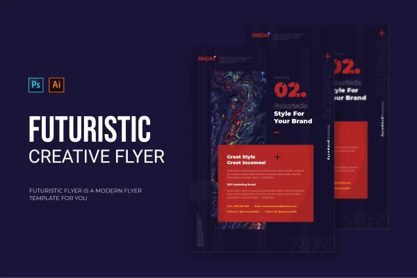 未来主义风格宣传单设计模板素材下载