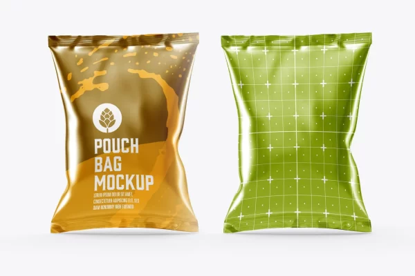 塑料充气零食薯片袋包装设计样机模板